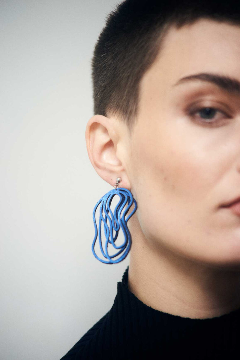 Pendientes Curves Duo - Azul Metalizado