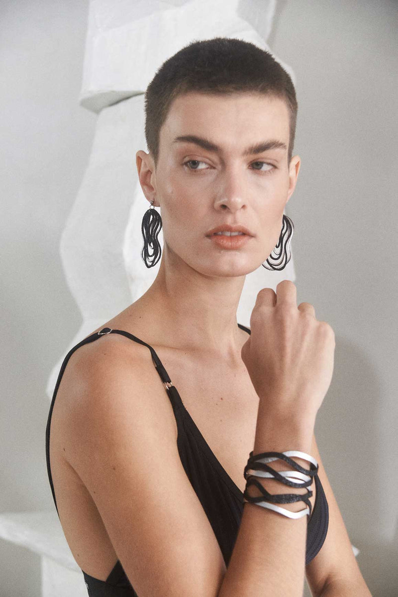 Curves Duo Manschettenarmband - Silber+Schwarz