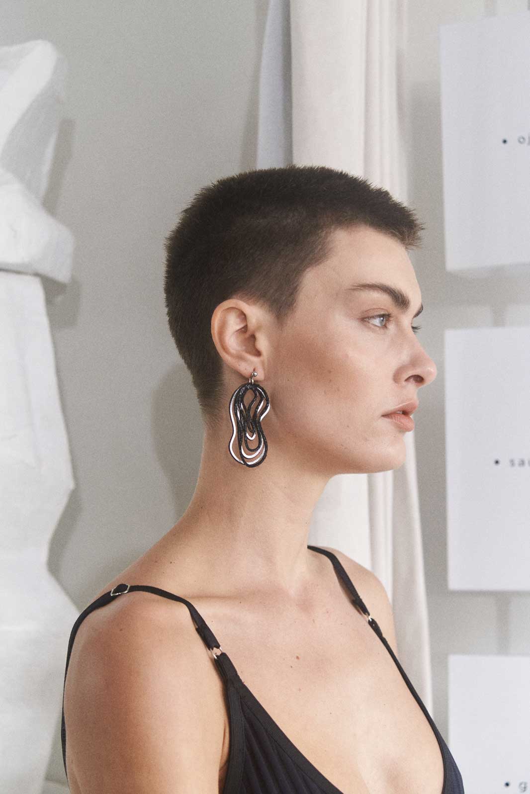 Pendientes Curves Duo - Plata/Negro