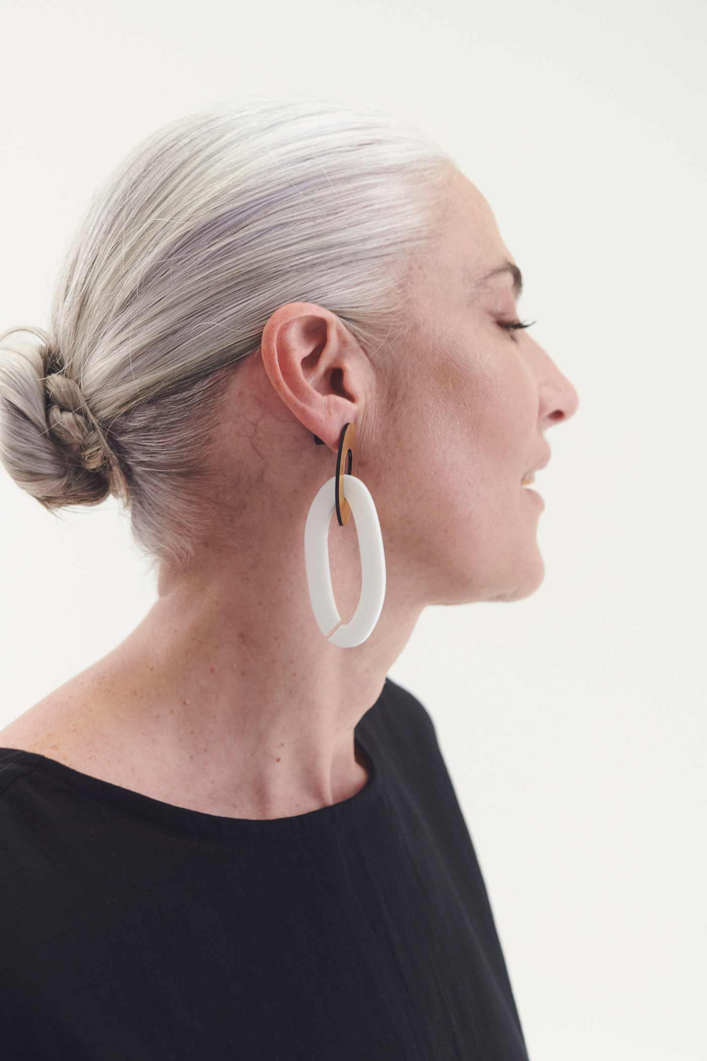 Boucles d'oreilles Miss Link - Ivoire+Or