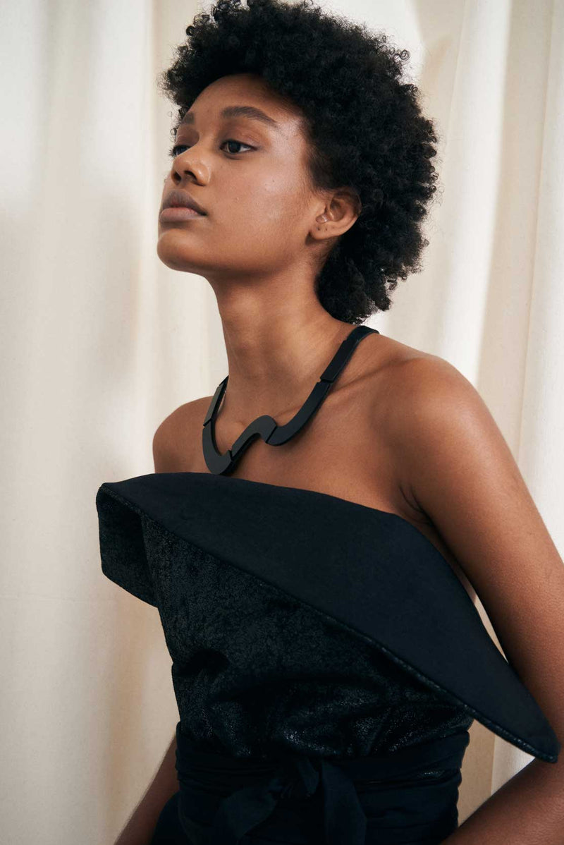 Collier Mies Wave Court - Noir