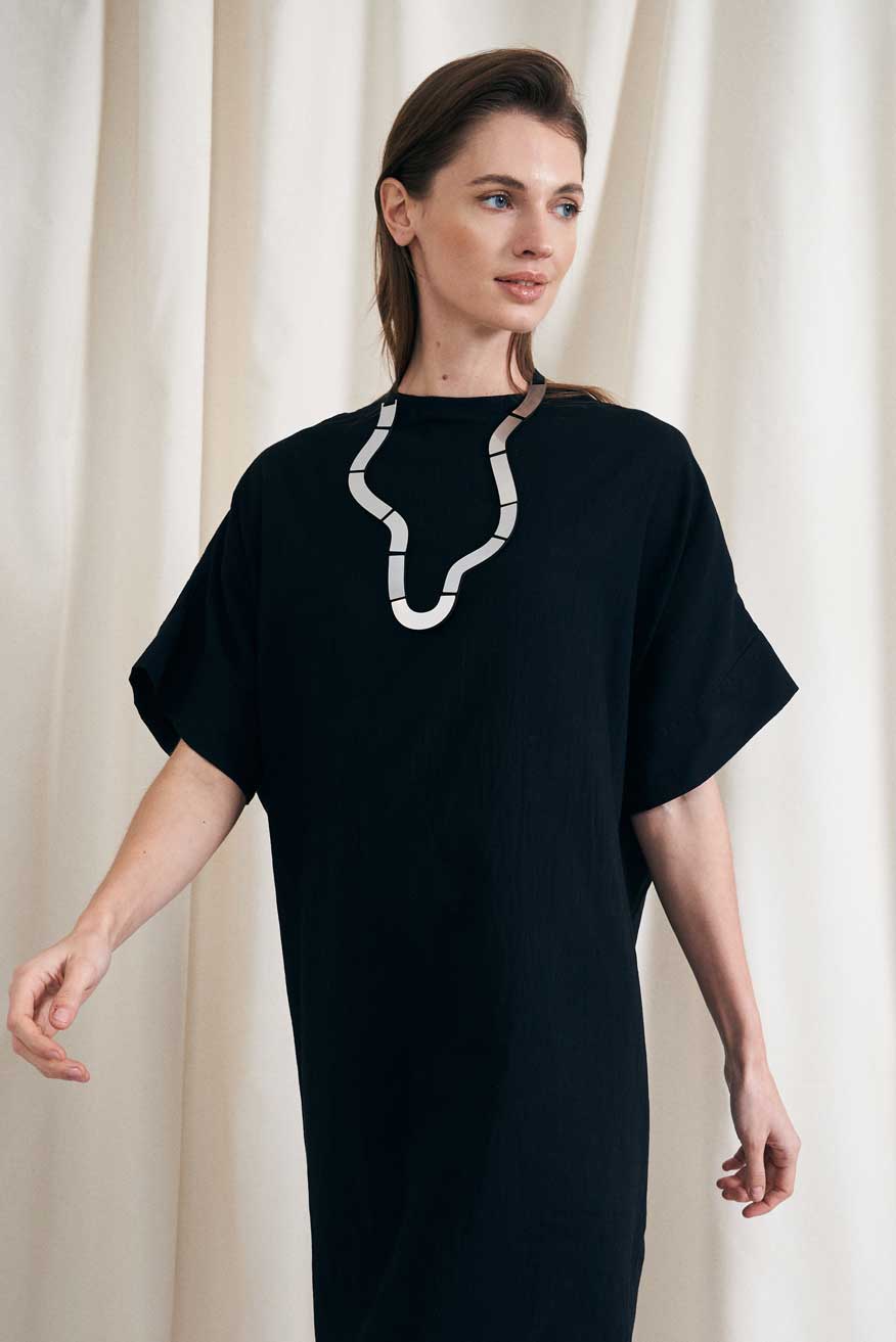 Collar Mies Wave Largo - Plata