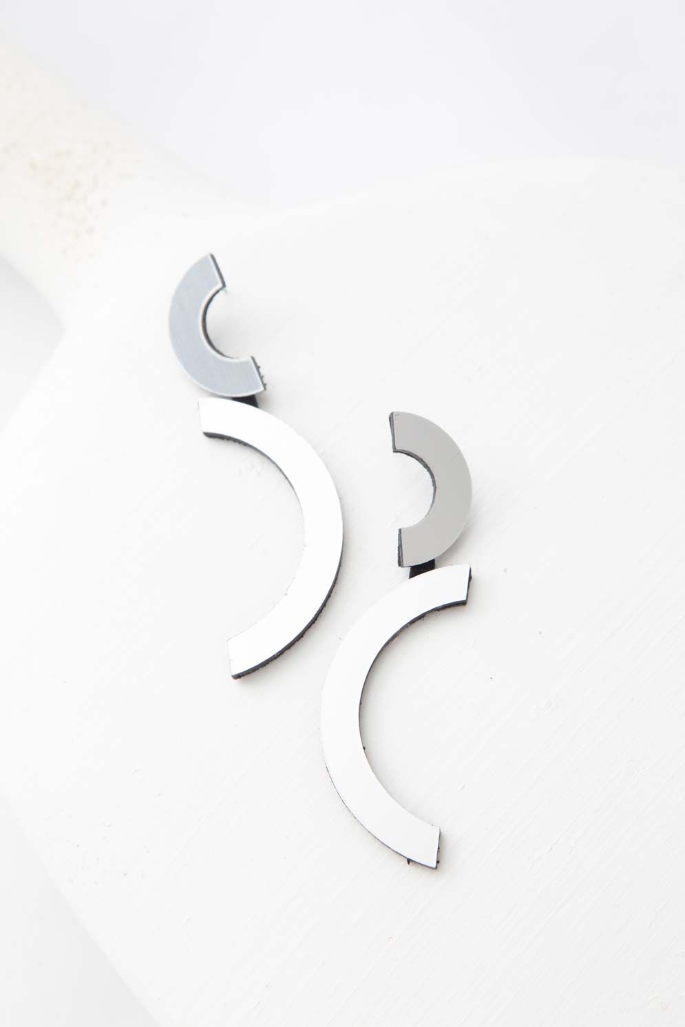 Mies Double Arc Earrings - Silver
