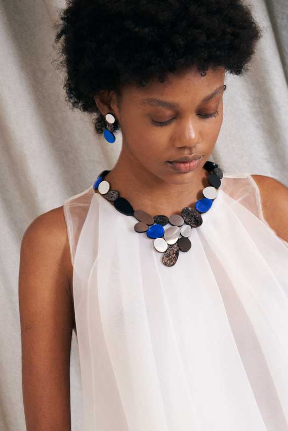 Organic Reflections Earrings - Silver/Pewter/Blue