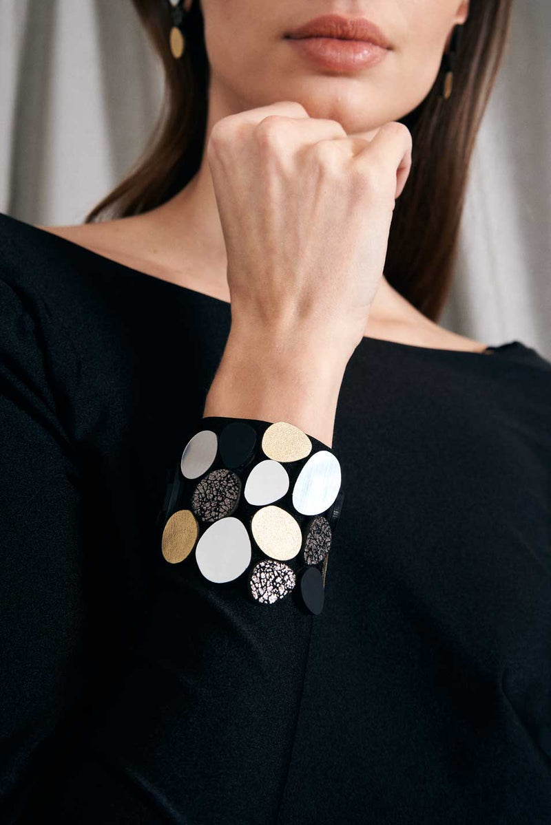 Bracelet Réflexions Organiques - Argent+Noir+Or+Étain