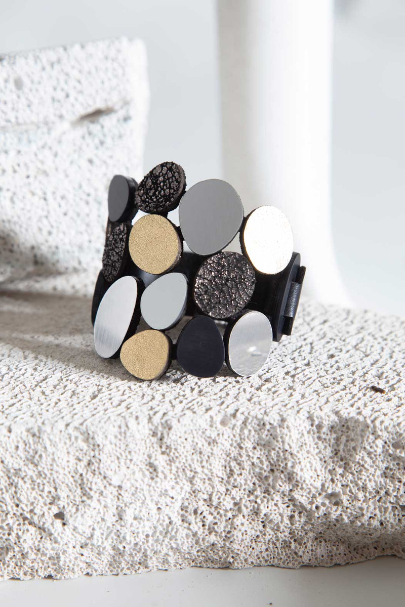 Bracelet Réflexions Organiques - Argent+Noir+Or+Étain