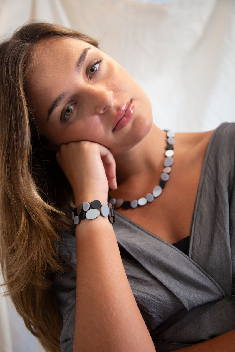 Organic Reflections Bracelet  - Silver Black Gray