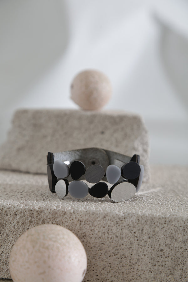 Organic Reflections Bracelet  - Silver Black Gray
