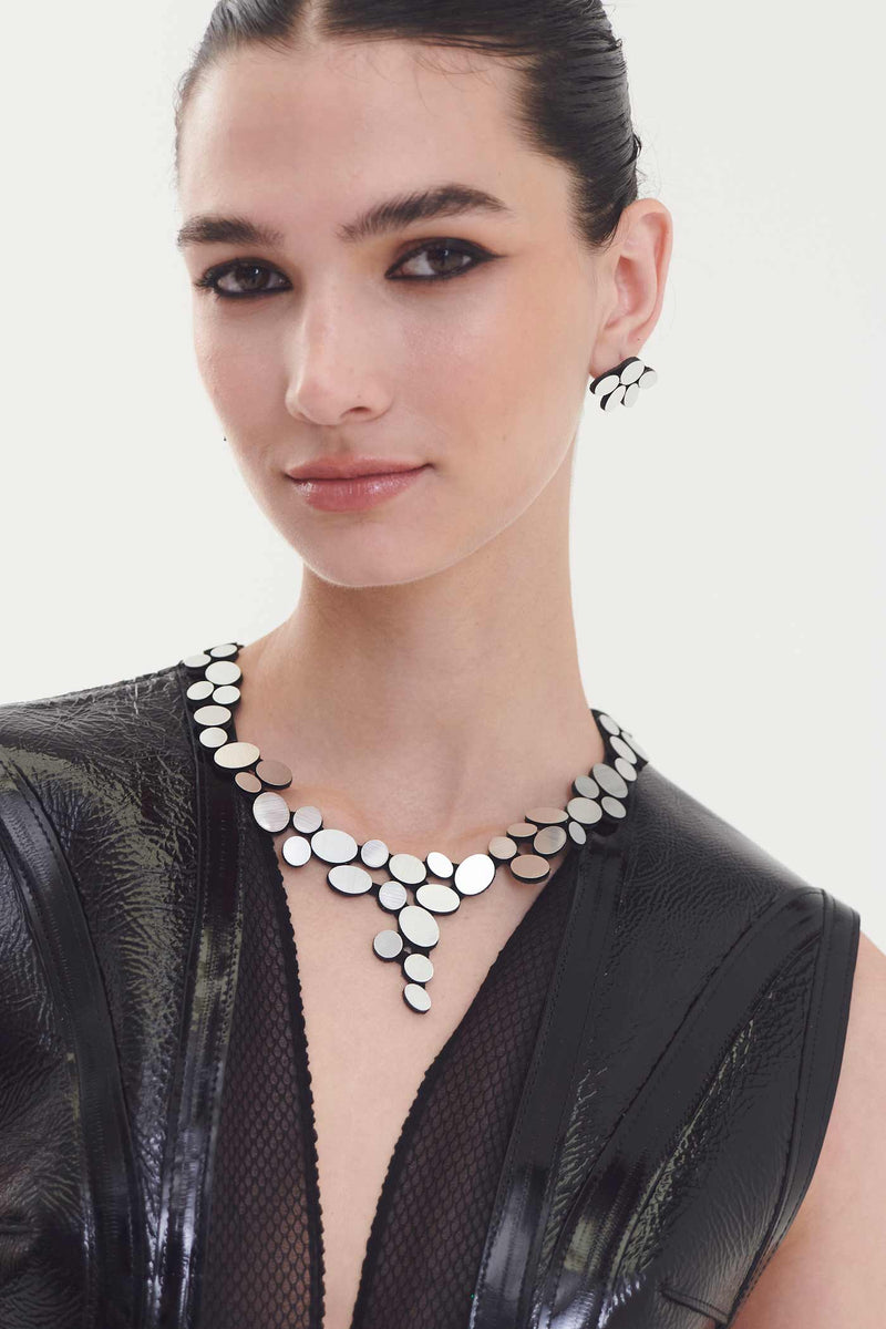 Collier V Double Couche Organic Reflections - Argent