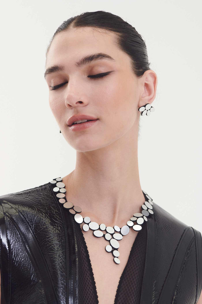 Collier V Double Couche Organic Reflections - Argent