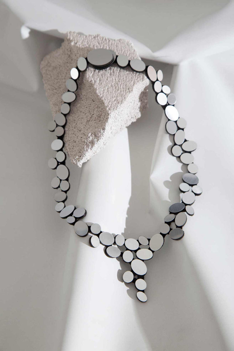 Collier V Double Couche Organic Reflections - Argent