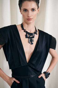 Piet V Necklace - Black Pewter