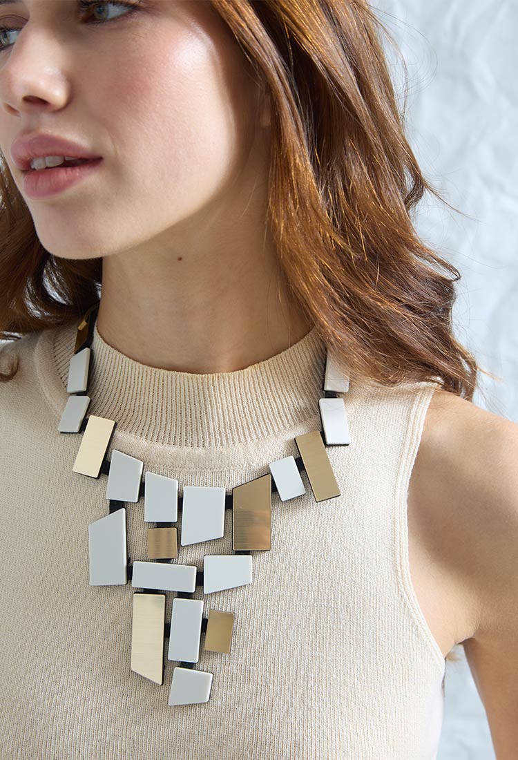 Piet V Necklace - Gold/Ivory