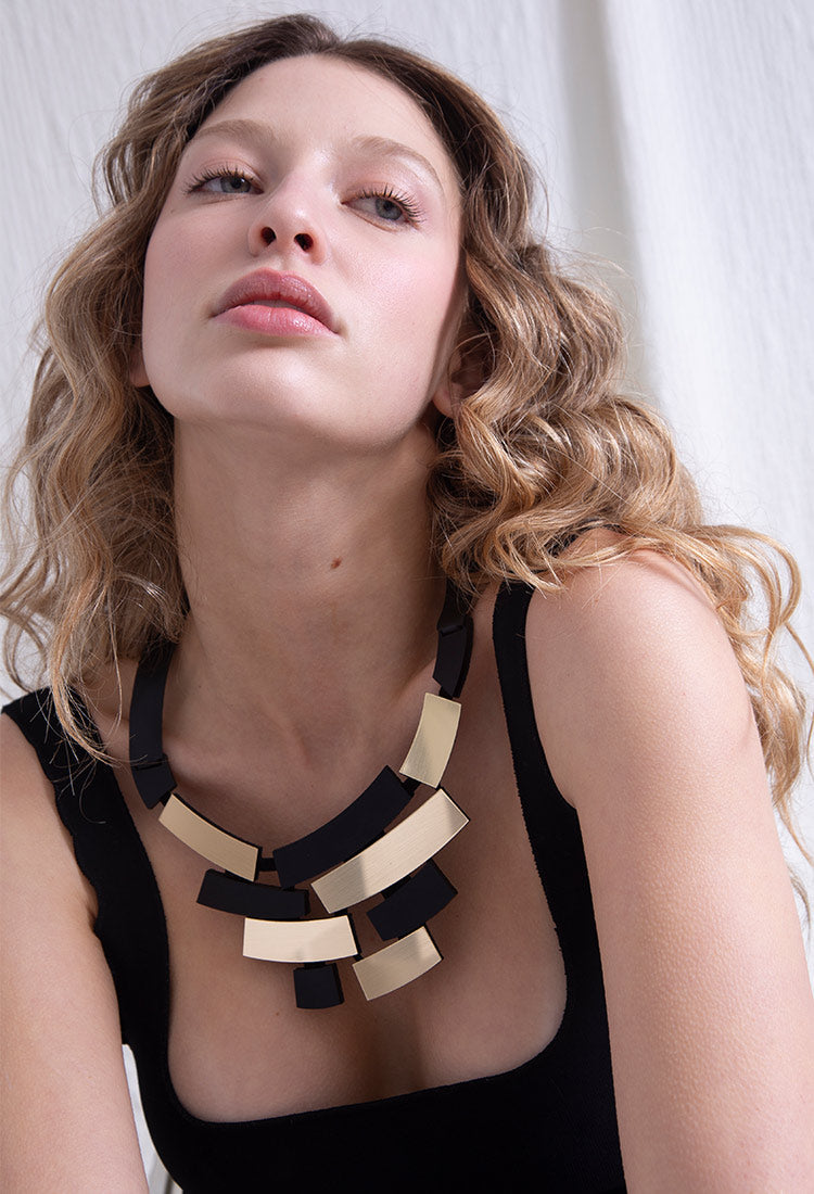 Piet Arc Necklace - Black/Gold