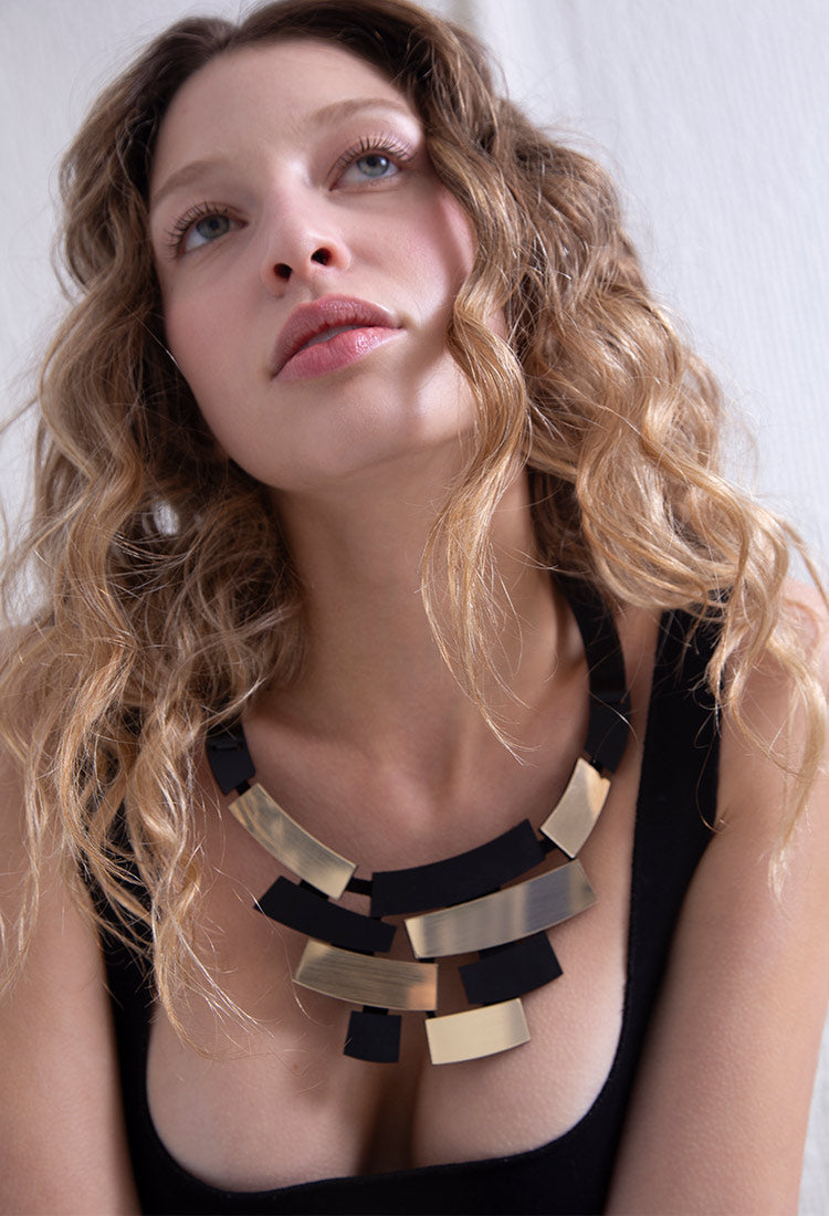 Piet Arc Necklace - Black/Gold