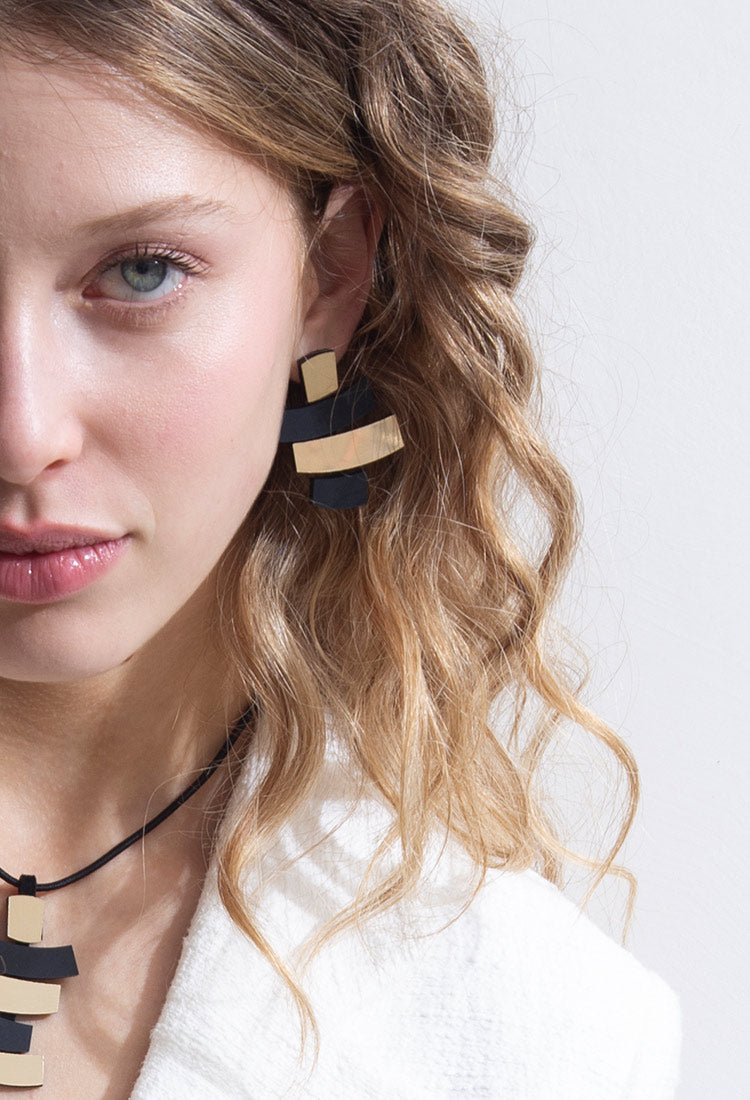 Piet Arc Earrings - Black/Gold