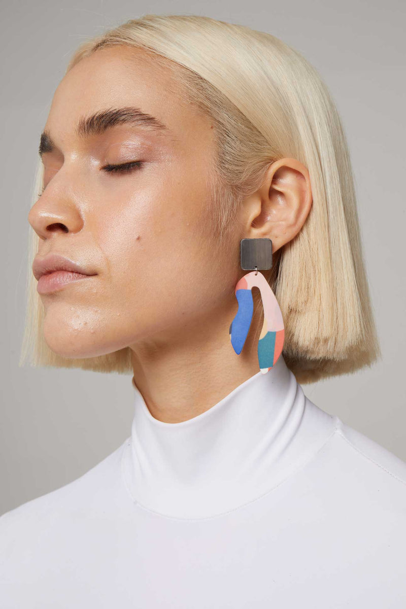 Pré-commander! Boucles d'oreilles Bauhaus A - Argent & Noir