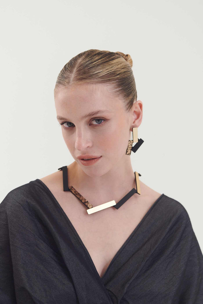 Ray Kleine Ohrringe - Schwarz+Gold