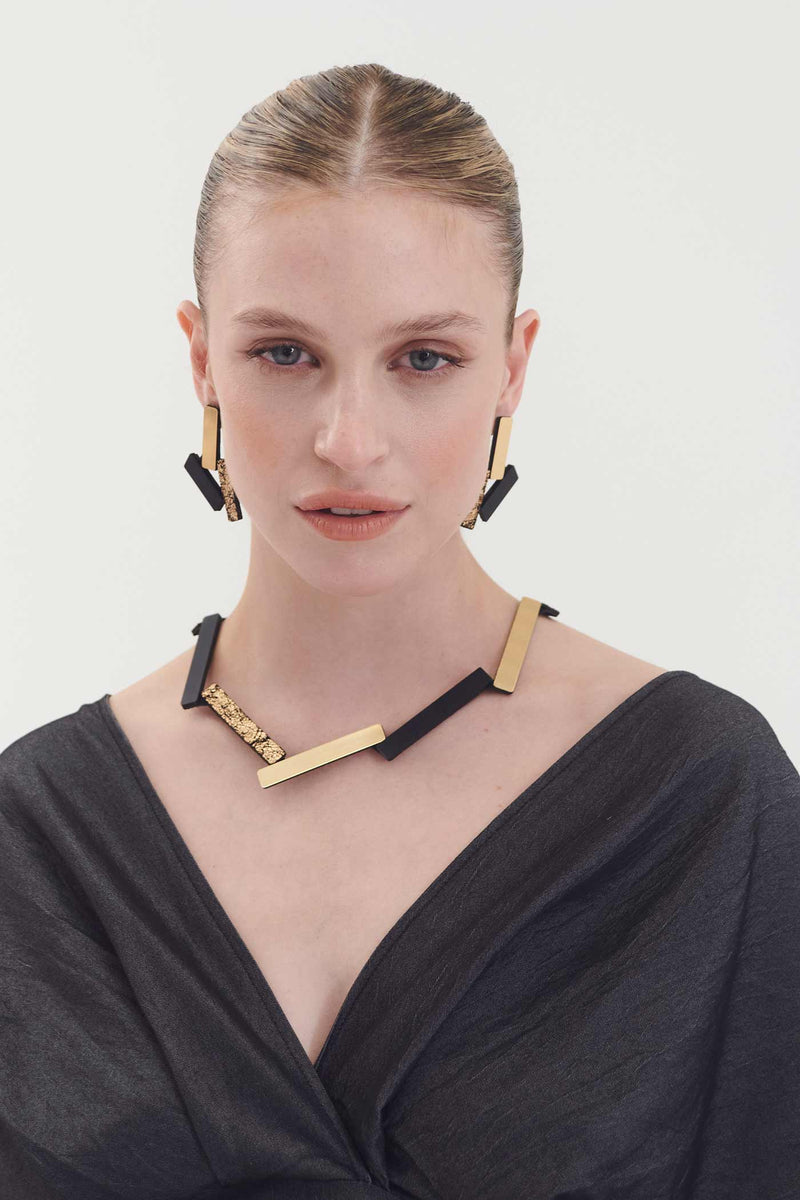 Ray Kleine Ohrringe - Schwarz+Gold