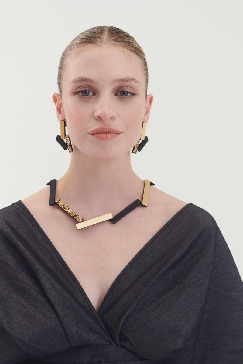 Ray Kleine Ohrringe - Schwarz+Gold