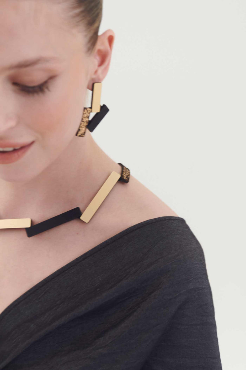 Ray Kleine Ohrringe - Schwarz+Gold