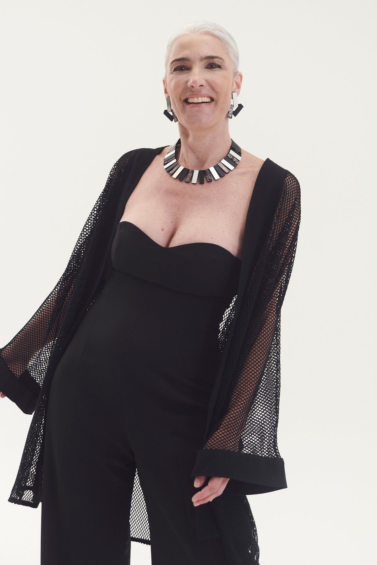 Statement collar necklace in dark tones, handmade in our Buenos Aires atelier