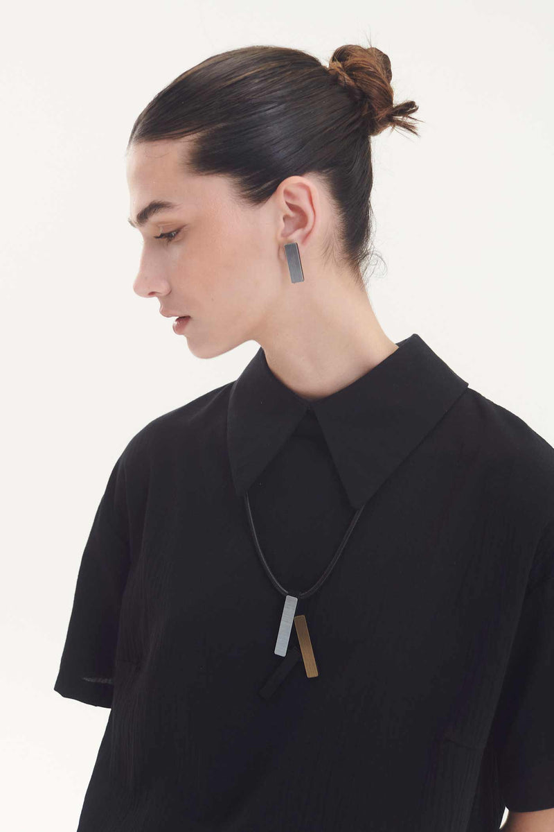Collier Pendentif Ray - Argent+Noir+Or