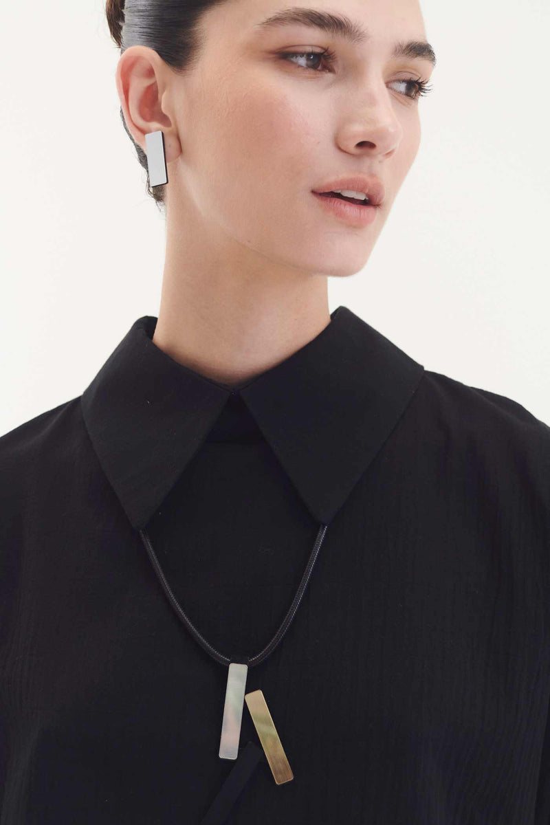 Collier Pendentif Ray - Argent+Noir+Or