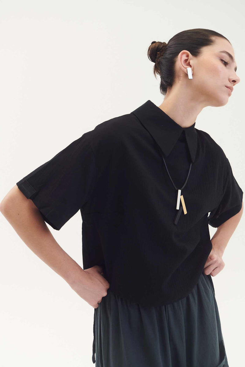 Collier Pendentif Ray - Argent+Noir+Or