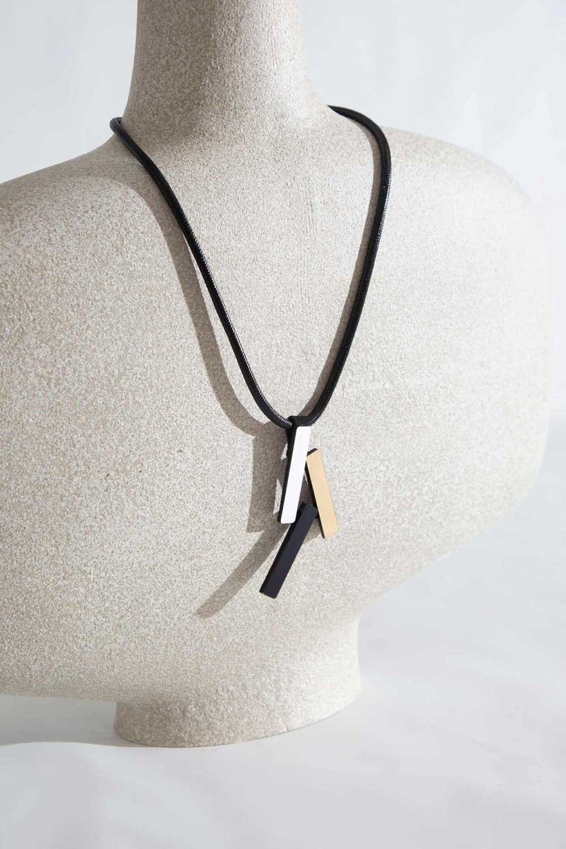 Collier Pendentif Ray - Argent+Noir+Or
