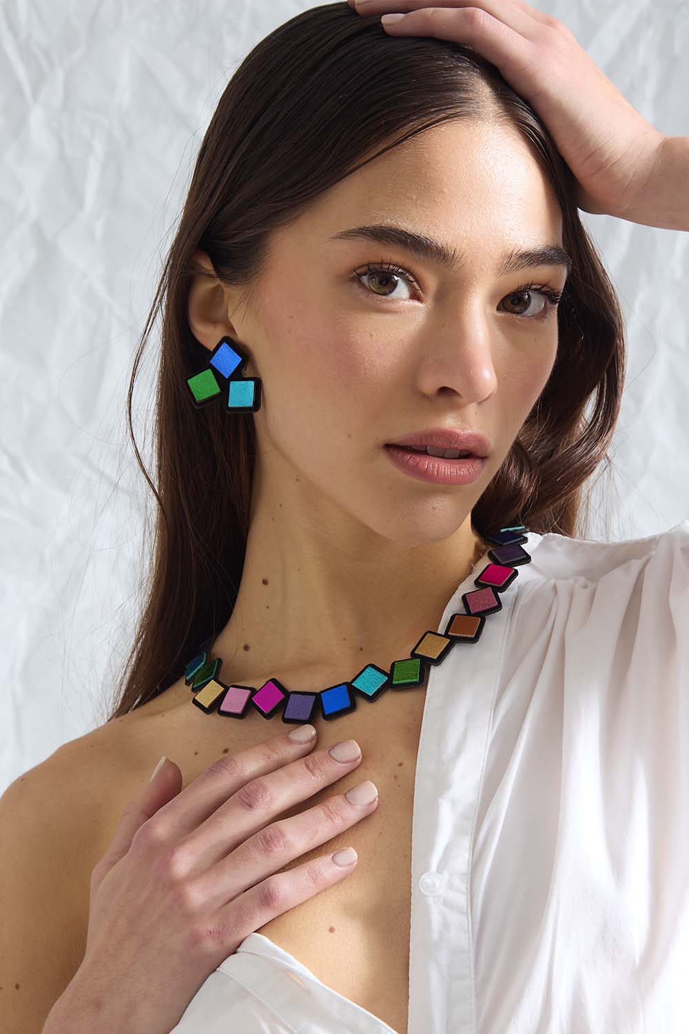 Pendientes Rainbow 3 Squares - Cool Colors 