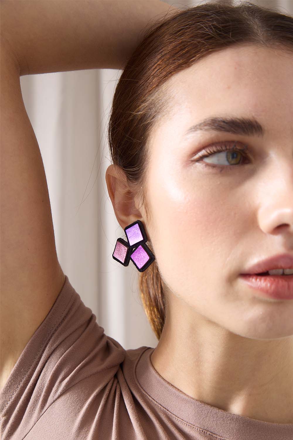 Pendientes Rainbow 3 Squares - Warm Colors