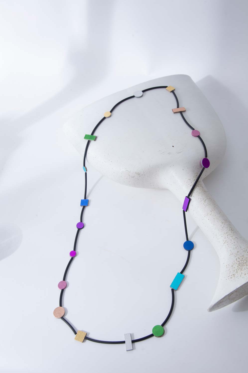 Rainbow Necklace Long Tubes-  Black/Rainbow
