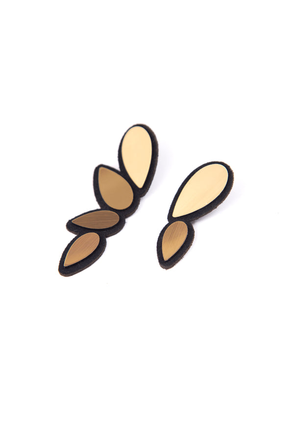 Raindrop Asymmetric Earrings Large - Gold *