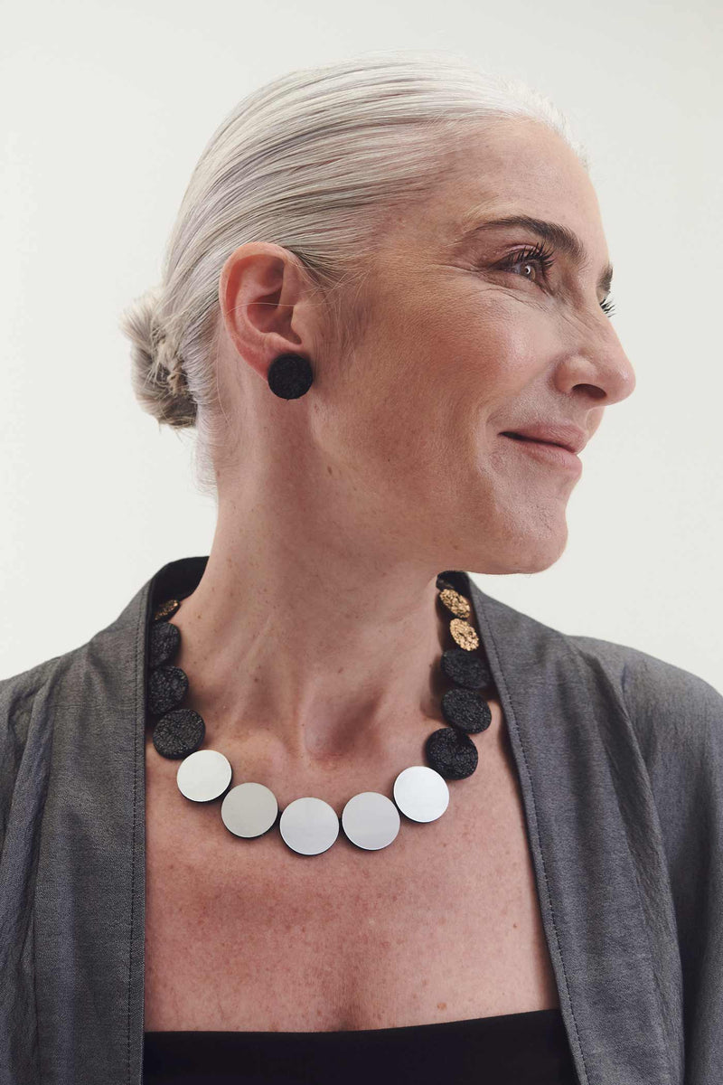 Collier Cercle de Rêve de Sarah - Argent+Noir+Or