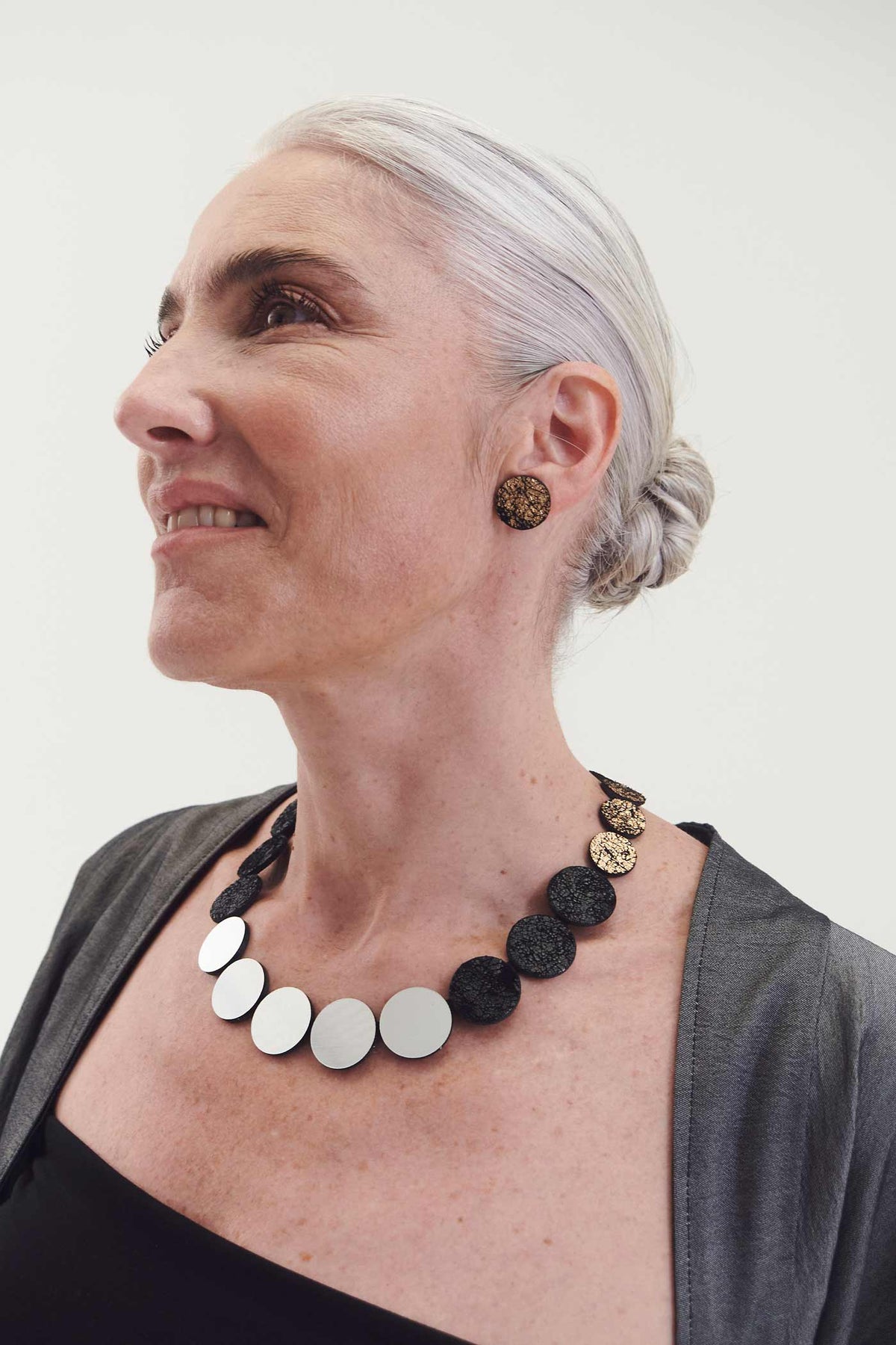 Collier Cercle de Rêve de Sarah - Argent+Noir+Or