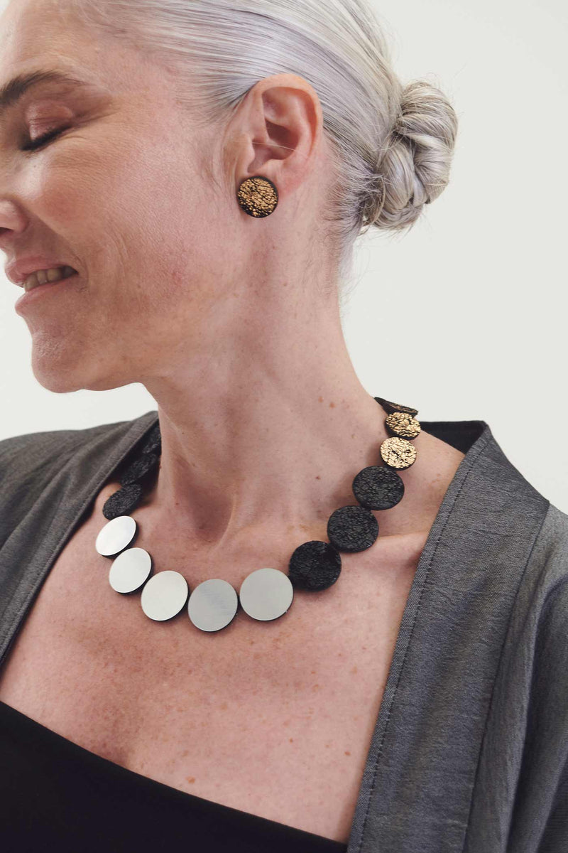 Collier Cercle de Rêve de Sarah - Argent+Noir+Or