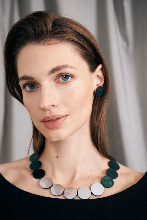 Collier Cercle de Rêve de Sarah - Argent+Étain+Vert