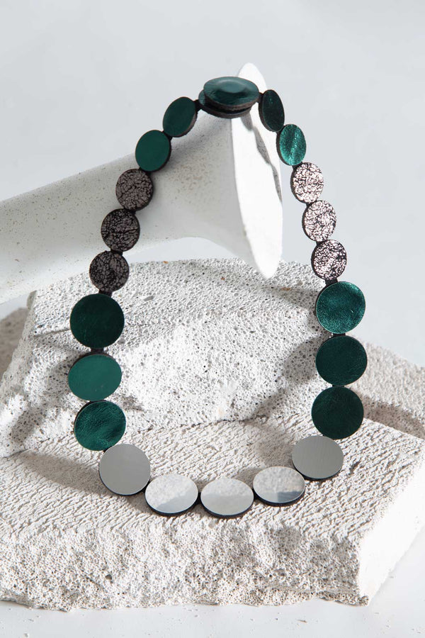 Collier Cercle de Rêve de Sarah - Argent+Étain+Vert