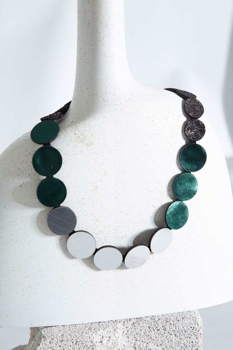 Collier Cercle de Rêve de Sarah - Argent+Étain+Vert