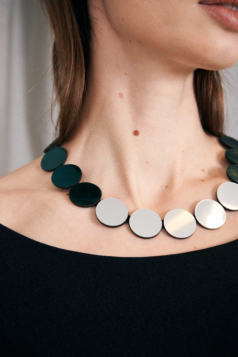 Collier Cercle de Rêve de Sarah - Argent+Étain+Vert