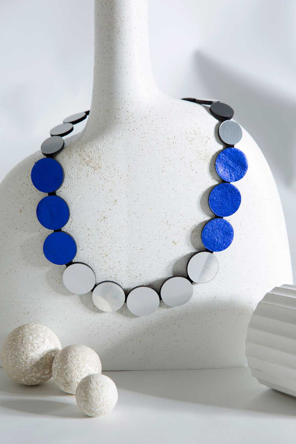 Collier Cercle de Rêve de Sarah - Argent+Étain+Bleu