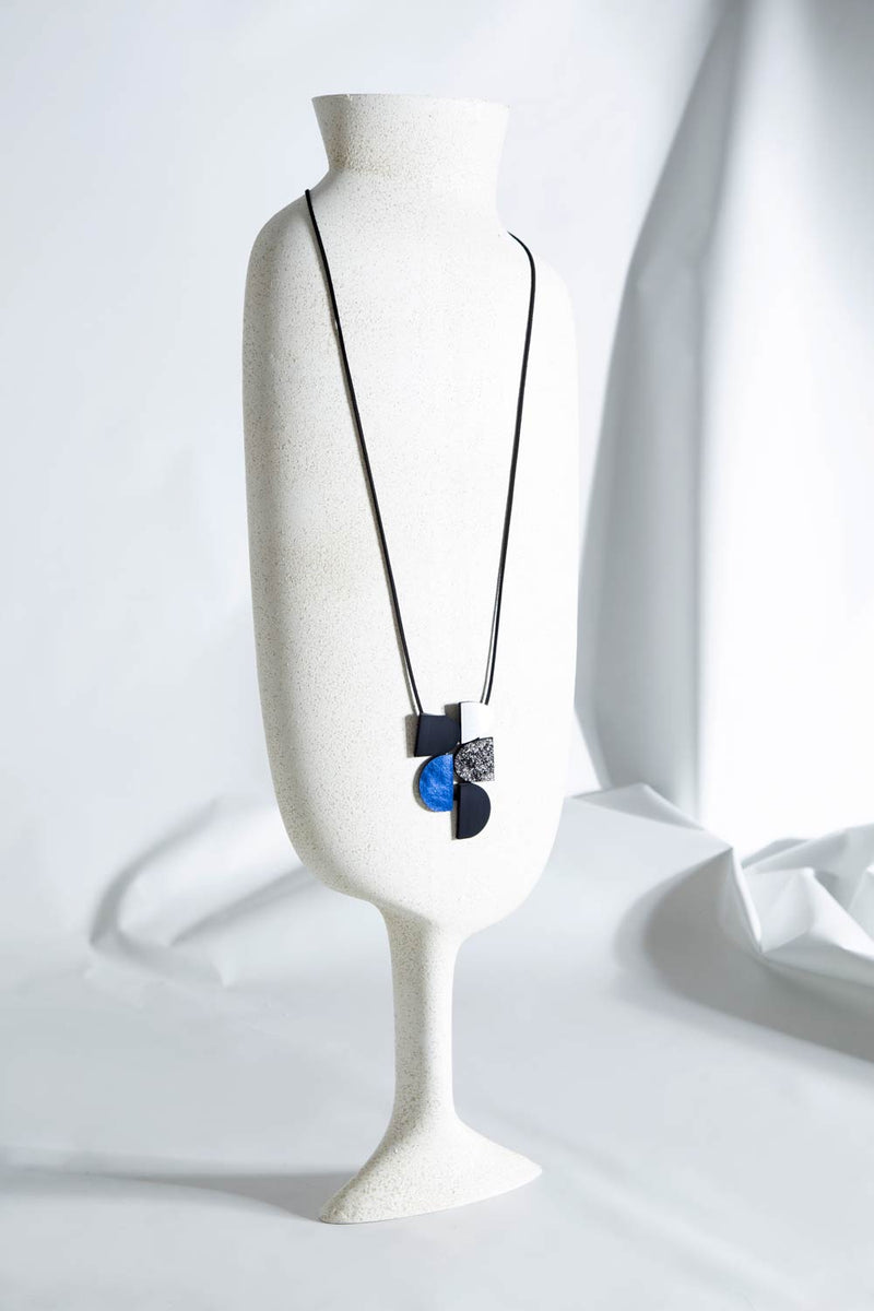 Collier pendentif Vision de Sophie - Argent+Étain+Noir+Bleu