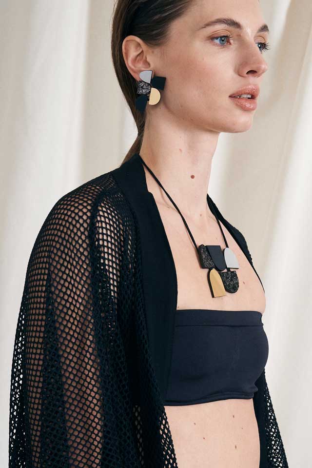 Sophie's Vision Ohrringe - Silber+Schwarz+Gold+Zinn
