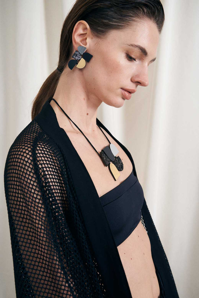 Sophie's Vision Ohrringe - Silber+Schwarz+Gold+Zinn