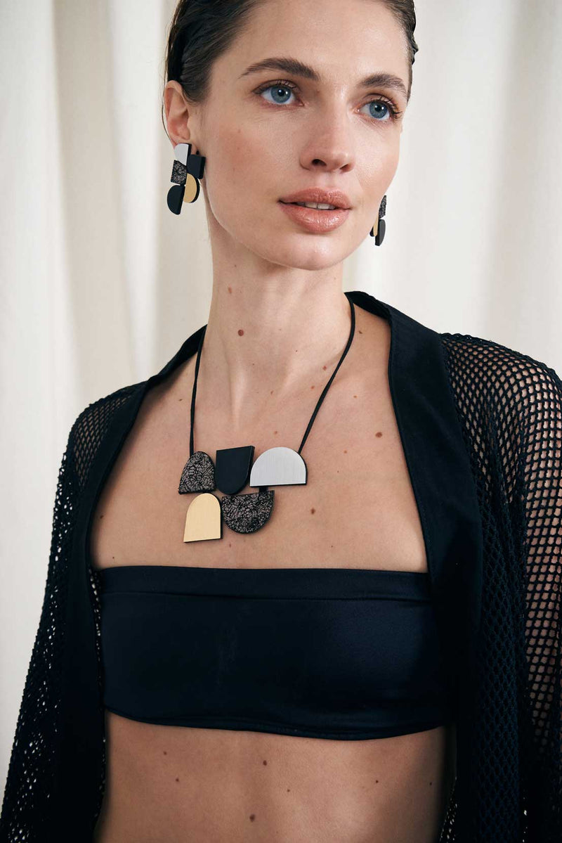 Sophie's Vision Ohrringe - Silber+Schwarz+Gold+Zinn