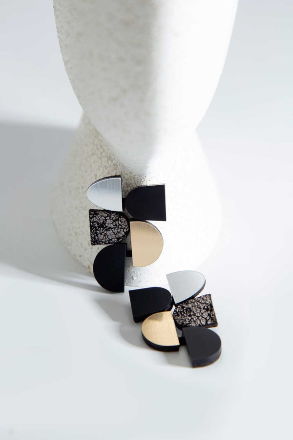 Sophie's Vision Ohrringe - Silber+Schwarz+Gold+Zinn