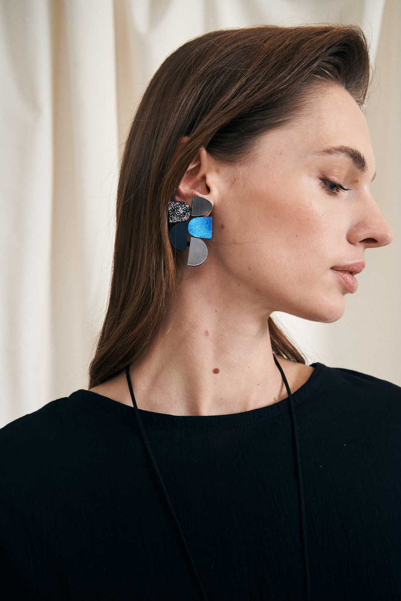 Sophie's Vision Earrings - Silver+Black+Pewter+Blue