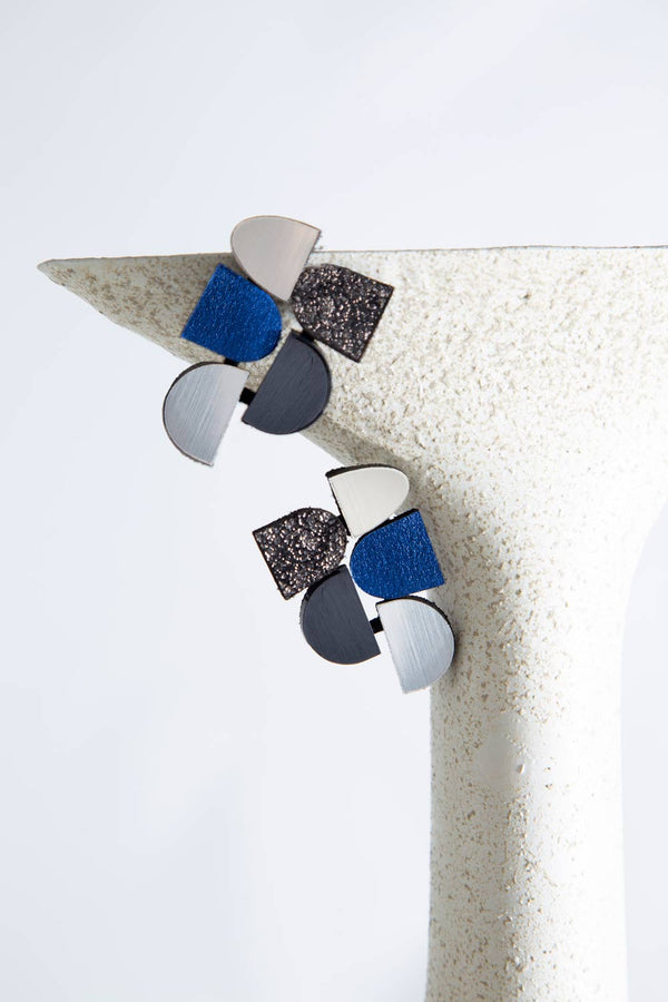 Sophie's Vision Ohrringe - Silber+Schwarz+Zinn+Blau