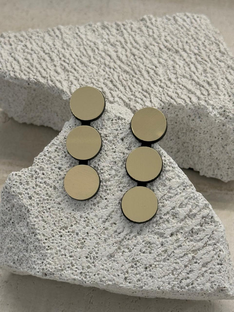 Boucles d'Oreilles Abstraction 3 Points - Argent & Noir